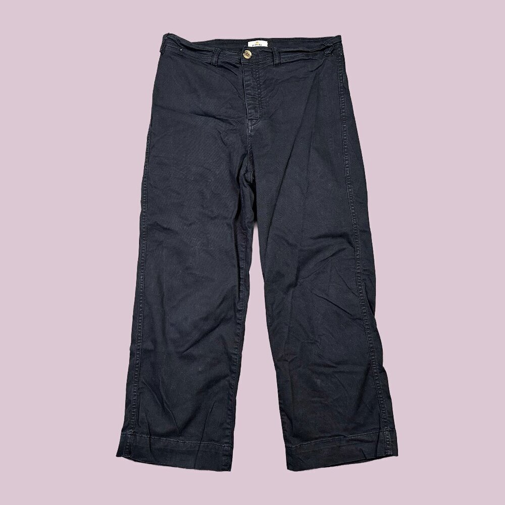 Marine Layer Women's Canvas Bridget Pant Black Straight Leg Classic Size 10